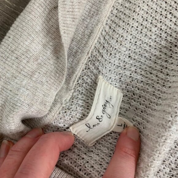 Lou and Grey Knit Cardigan Sweater Draped Open front Oatmeal Grey Beige Large - Picture 12 of 12